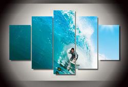 surfer doing barrel ride  sport 5 panel canvas art wall decor