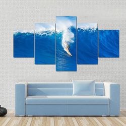 surfer riding in ocean wave  sport 5 panel canvas art wall decor