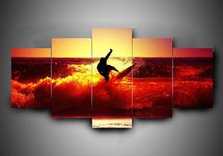 surfing 1  sport 5 panel canvas art wall decor