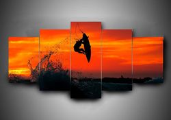 surfing 3  sport 5 panel canvas art wall decor