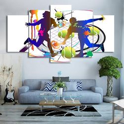tennis players racket abstract color  sport 5 panel canvas art wall decor