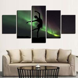 ballerina northern lights  sport 5 panel canvas art wall decor