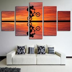 bmx at sunset  sport 5 panel canvas art wall decor