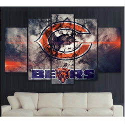 chicago bears hd  sport 5 panel canvas art wall decor