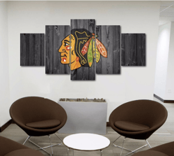 chicago blackhawks barn wood  sport 5 panel canvas art wall decor