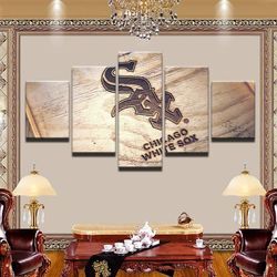 chicago white sox wood burning  sport 5 panel canvas art wall decor