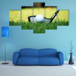 golf ball close up  sport 5 panel canvas art wall decor