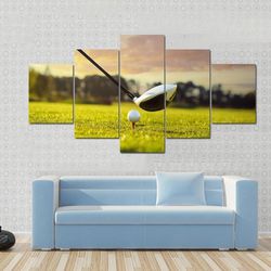 golf ball on tee  sport 5 panel canvas art wall decor