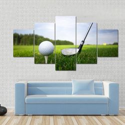 golf club and ball  sport 5 panel canvas art wall decor