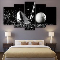 golf iron and nike ball  sport 5 panel canvas art wall decor