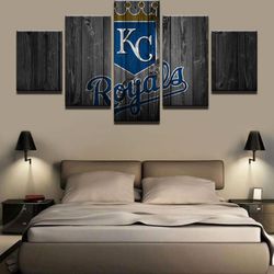 kansas city royals baseball barn wood  sport 5 panel canvas art wall decor