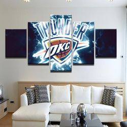 oklahoma city thunder 1  sport 5 panel canvas art wall decor