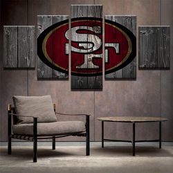 san francisco 49ers barn wood  sport 5 panel canvas art wall decor