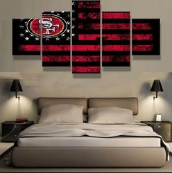 san francisco 49ers football flag  sport 5 panel canvas art wall decor