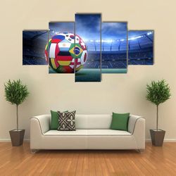 soccer ball in the stadium  sport 5 panel canvas art wall decor