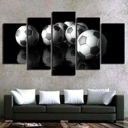 soccer balls  sport 5 panel canvas art wall decor