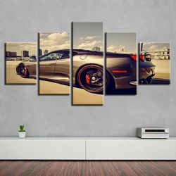sports car red wheel  automative 5 panel canvas art wall decor