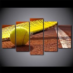 tennis racket and ball  sport 5 panel canvas art wall decor