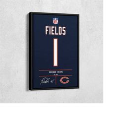 justin fields jersey art chicago bears nfl wall art home decor hand made poster canvas print