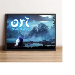 ori and the will of the wisps poster, blind forest wall art, metroidvania game print, best gift for gamers, rolled canva