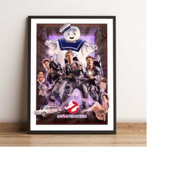 ghostbusters poster, bill murray wall art, dan aykroyd movie print, best gift for movie fans, rolled canvas