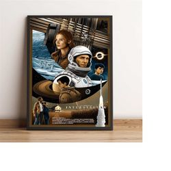 interstellar poster, matthew mcconaughey wall art, anne hathaway movie print, best gift for movie fans, rolled canvas