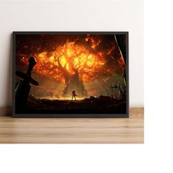 world of warcraft poster, thrall wall art, dragonflight game print, best gift for gamers, rolled canvas