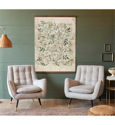 textile vintage art tapestry | botanical art tapestry