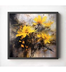 abstract flowers printable wall art, digital download, abstract