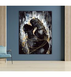 abstract love couple canvas wall art, modern art