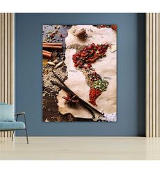 kitchen spices canvas, food-inspired wall art, culinary decor,