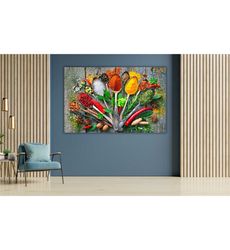 colorful spice collection canvas, kitchen wall art, food