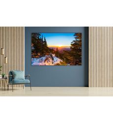 mountain landscape sunrise canvas art, nature wall decor,