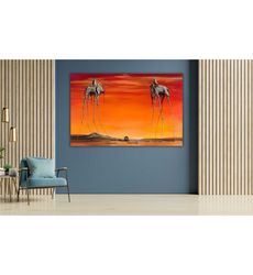 salvador dali elephants canvas wall art, surreal elephant