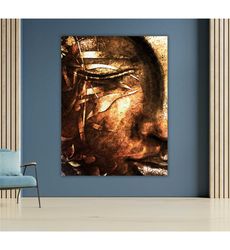 metal tranquil buddha canvas art print, zen wall