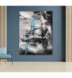 abstract nude woman canvas, brush stroke art, female