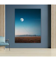 moon phase wall art, lunar canvas print, celestial