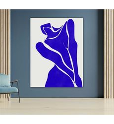 abstract blue nude female figure canvas, contemporary wall