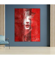 red canvas hidden wall art, modern abstract painting,