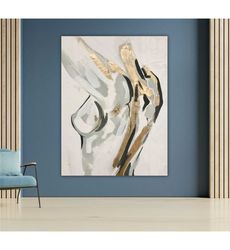 nude body canvas art, erotic painting decor, sensual