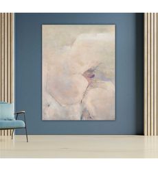 abstract white flower canvas, minimalist floral art, neutral