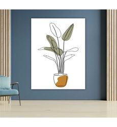 minimalist plant one line canvas art, botanical wall