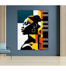 abstract female portrait canvas, modern wall art, contemporary