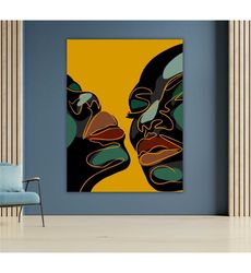 passionate faces canvas wall art, modern abstract artwork,