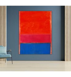 abstract red pink blue canvas, modern art painting,