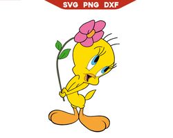 tweety flower svg, tweety svg, looney tunes svg, looney tunes svg bundle tweety