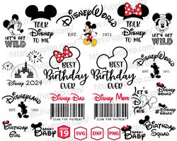 disney trip 2024 svg bundle, let's get wild svg, talk to me svg, mouse best birthday ever svg, birthday squad svg