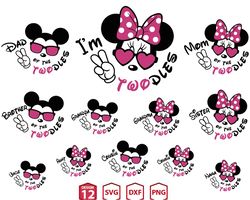 minnie i'm twodles girl pink svg, minnie birthday svg, disney birthday family svg