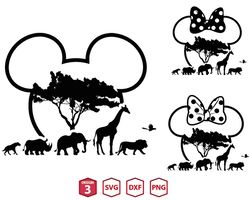 animal kingdom silhouette svg png, animal kingdom svg, mickey ears svg, disney family trip svg, no worries svg