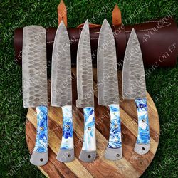 handmade kitchen chef knives set , best for cooking, mother’s day gift